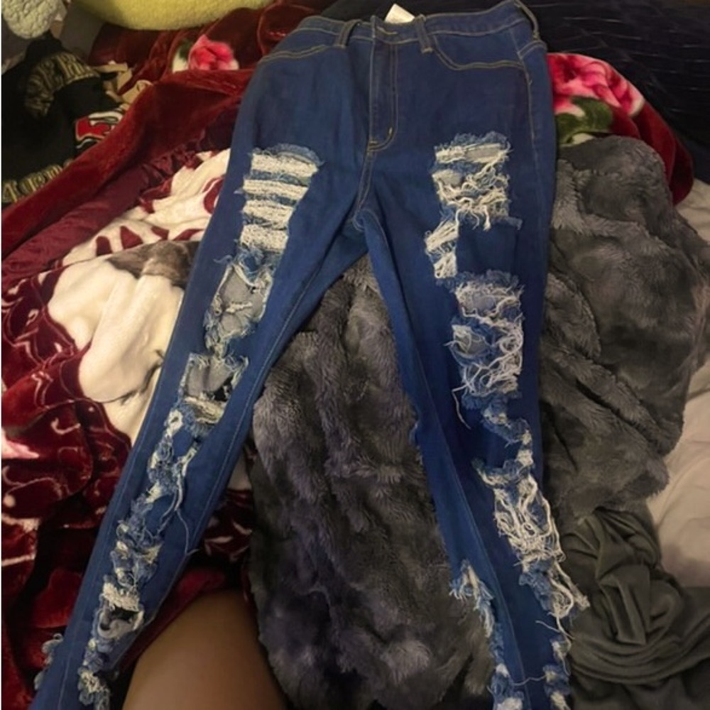 Skinny fashion nova navy blue ripped jeans